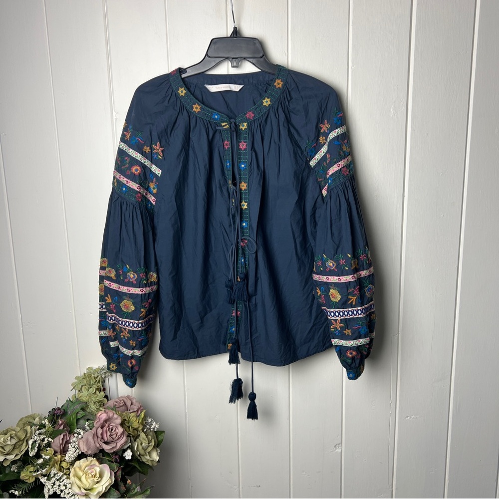 Zara Boho Embroidered Jacket Style Top
